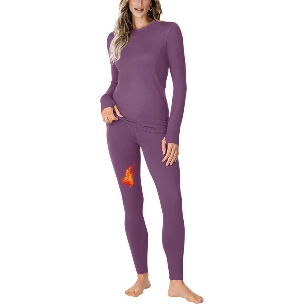 Women's Thermal Long Johns Fleece-Lined Base Layer Pajama Set Winter Warmth